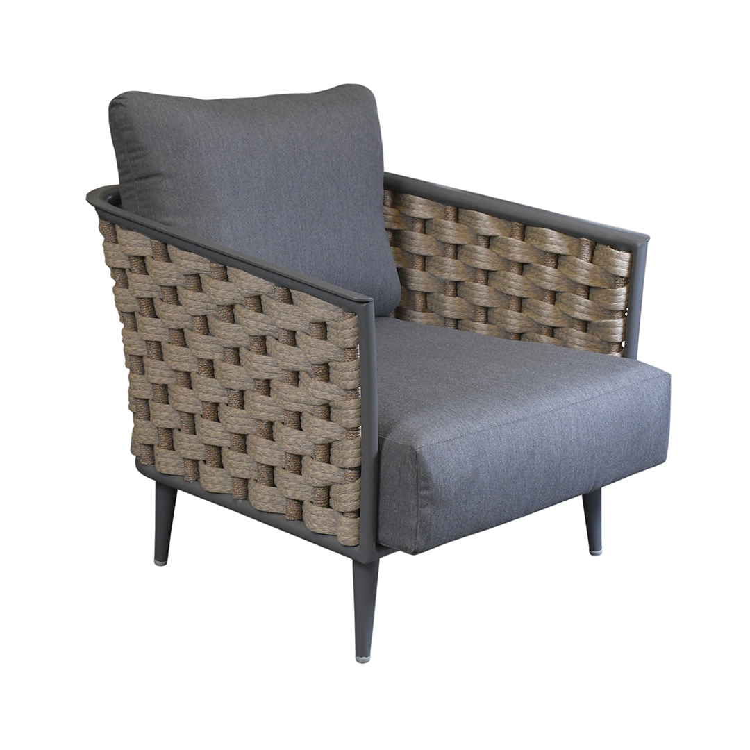 Cancun - Outdoor Lounge Chair in Braid and Aluminium
